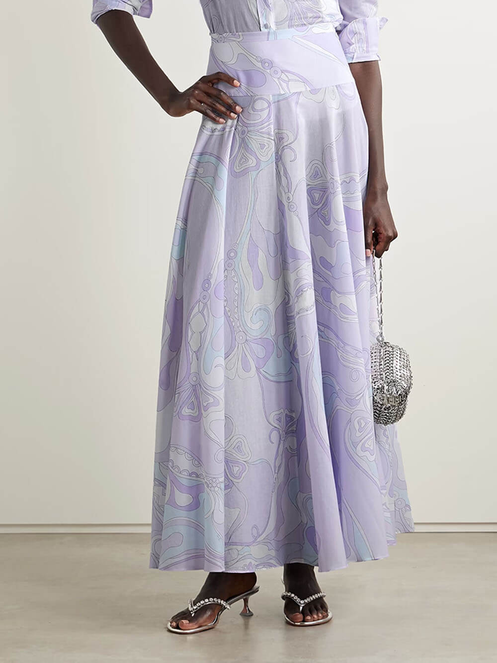 Unique Ethnic Print High-Waist Maxi Skirt