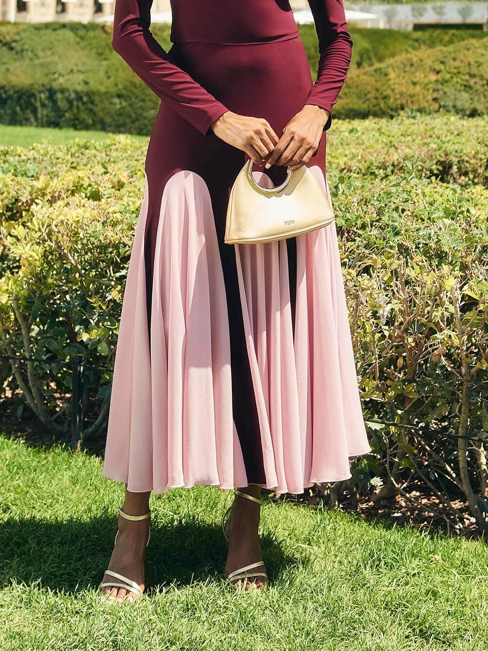 Elegant Mesh Two-Tone Panel Skirt