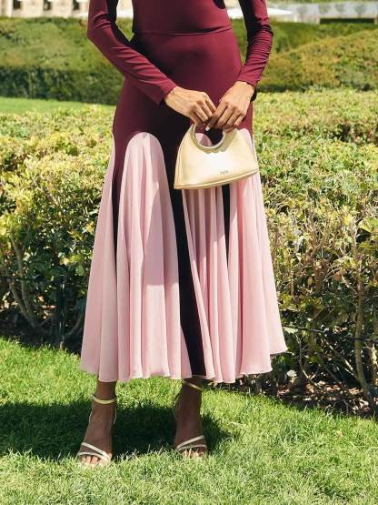 Elegant Mesh Two-Tone Panel Skirt