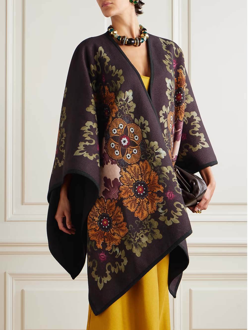 Casual Asymmetric Print Cardigan-Style Shawl Coat