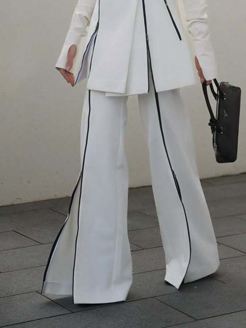 Fashion Colorblock High-Waist Split Flared Pants