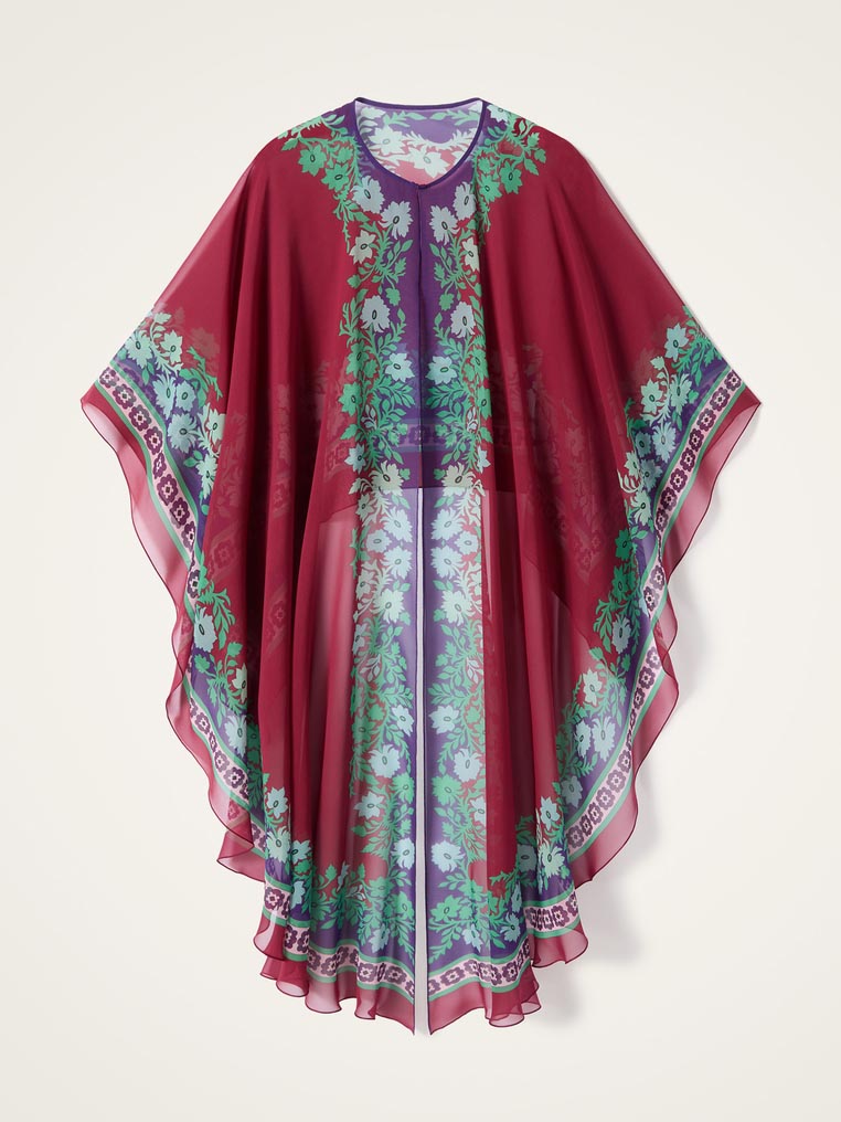 Retro Bohemian Style Floral Print Chiffon Shawl And Midi Dress