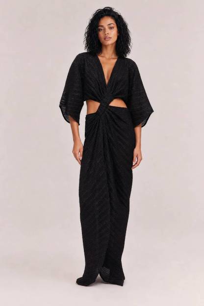 Sexy Twist-Front Cut-Out Maxi Dress