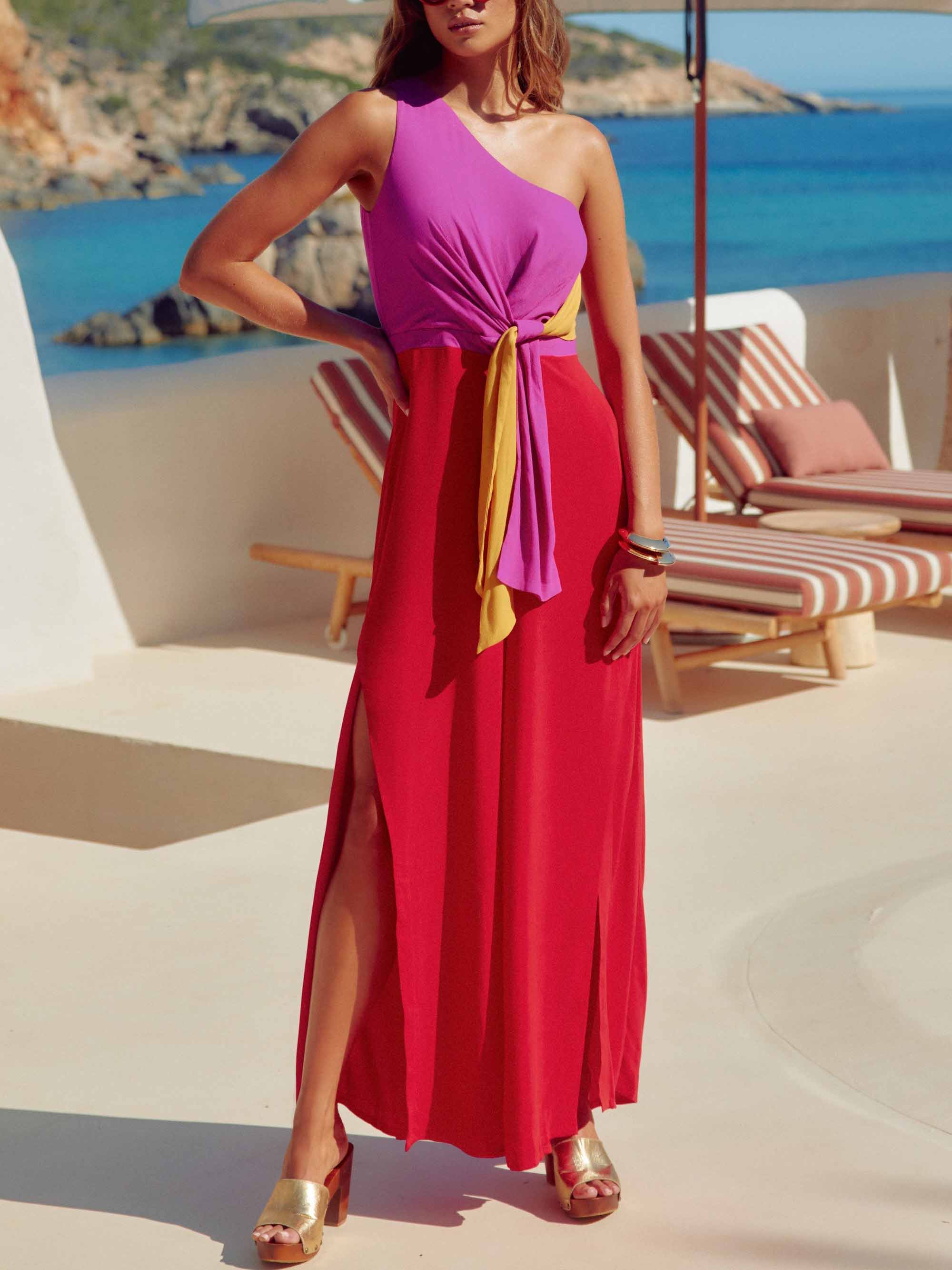 Casual Color-blocked Lace-up Jumpsuit