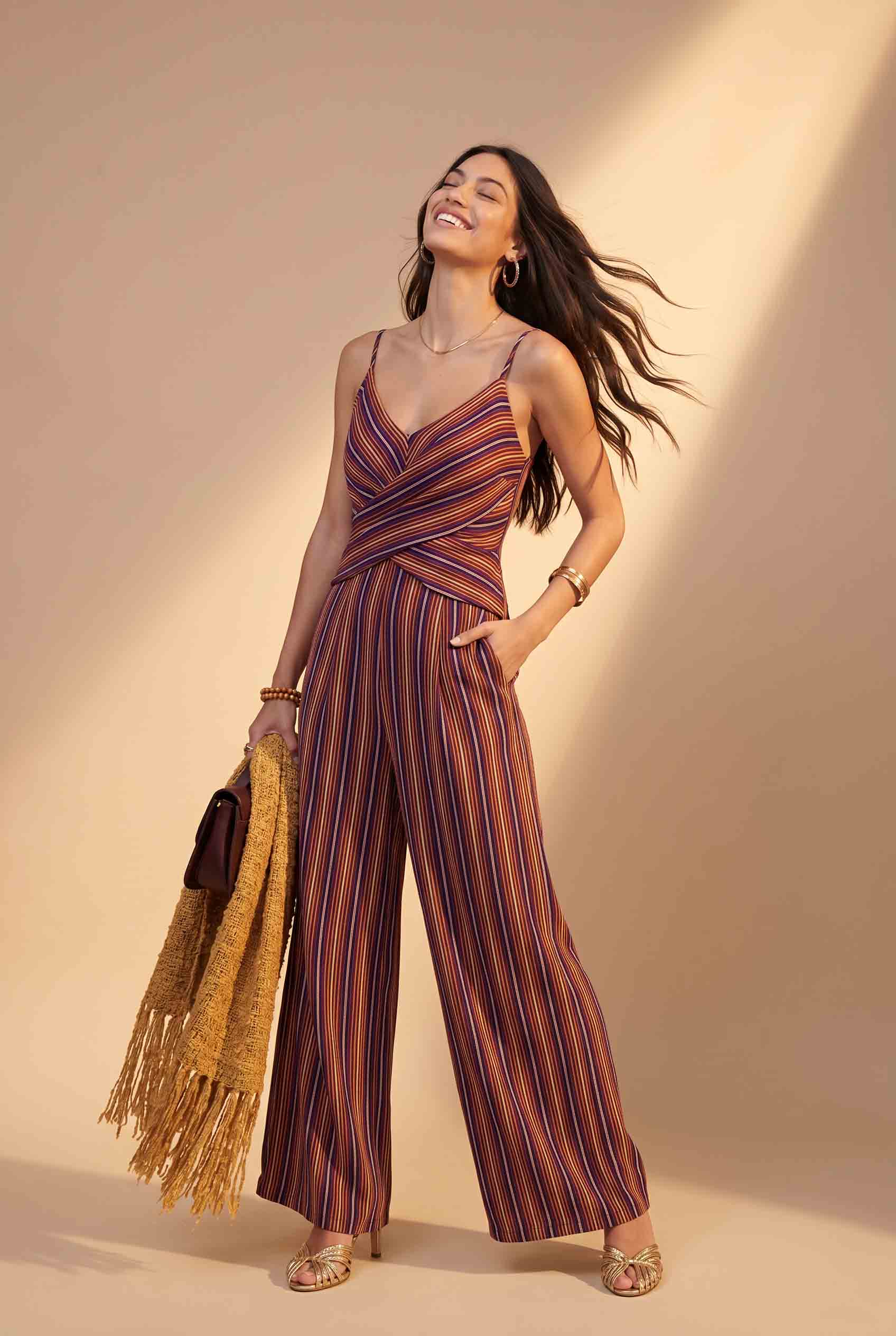 Striped Printed Sling Jumpsuit