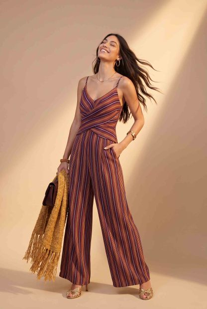 Striped Printed Sling Jumpsuit