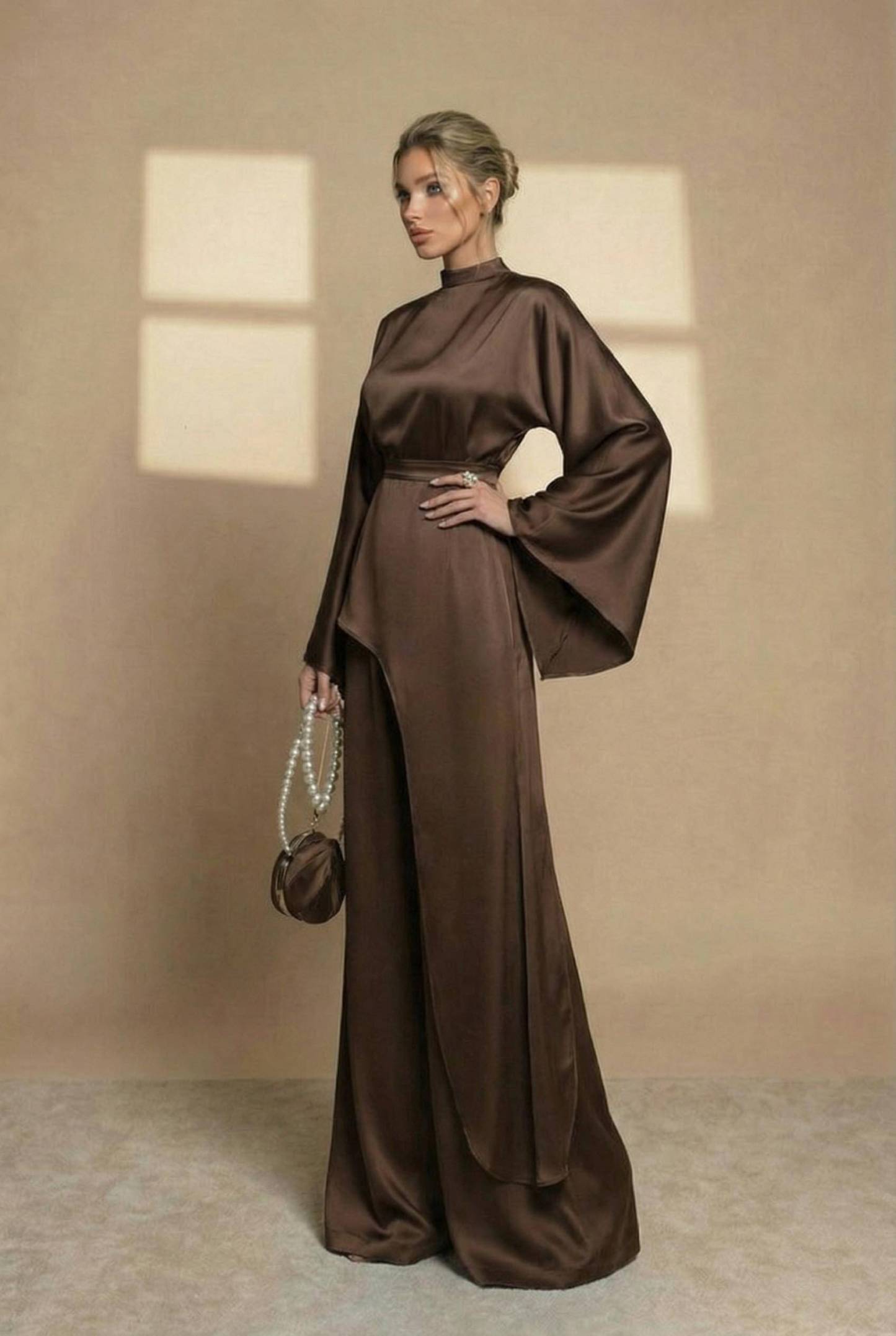 Irregular Shirt And Wide Leg Pants Set