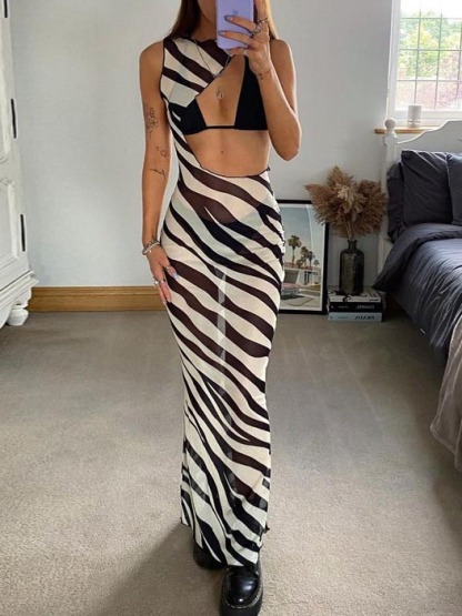 Summer Sheer Sleeveless Maxi Dress Cover Up