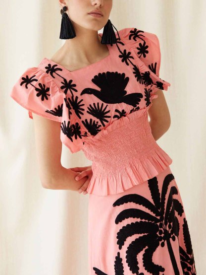 Elegant Palm Tree And Exotic Bird Print Tank Top