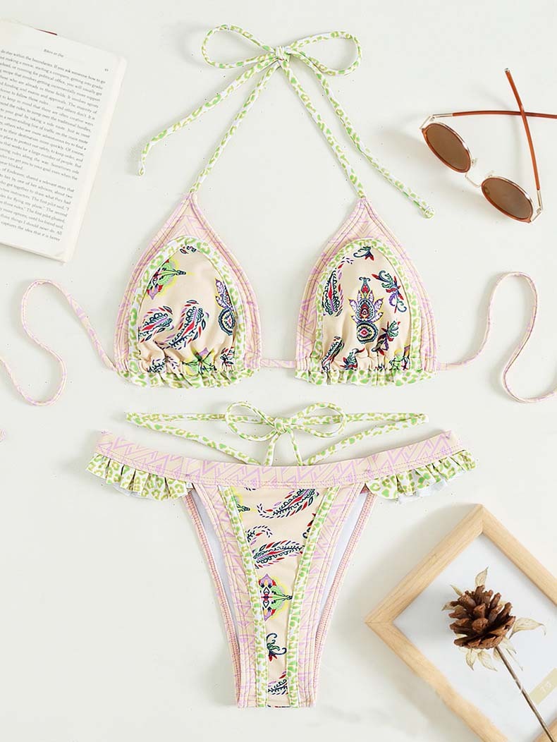 Folklore Print Tie Bikini Set