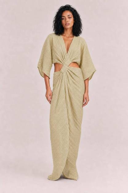 Sexy Twist-Front Cut-Out Maxi Dress