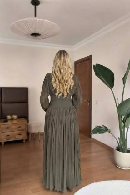 High-Waist Pleated Maxi Dress