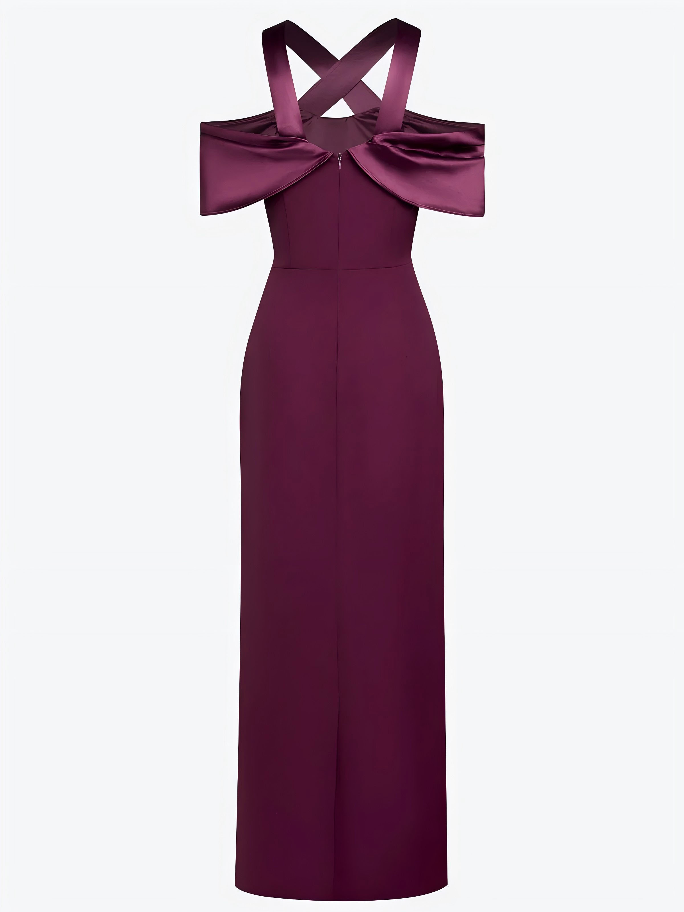 Elegant Satin Twist Neck Backless Maxi Dress