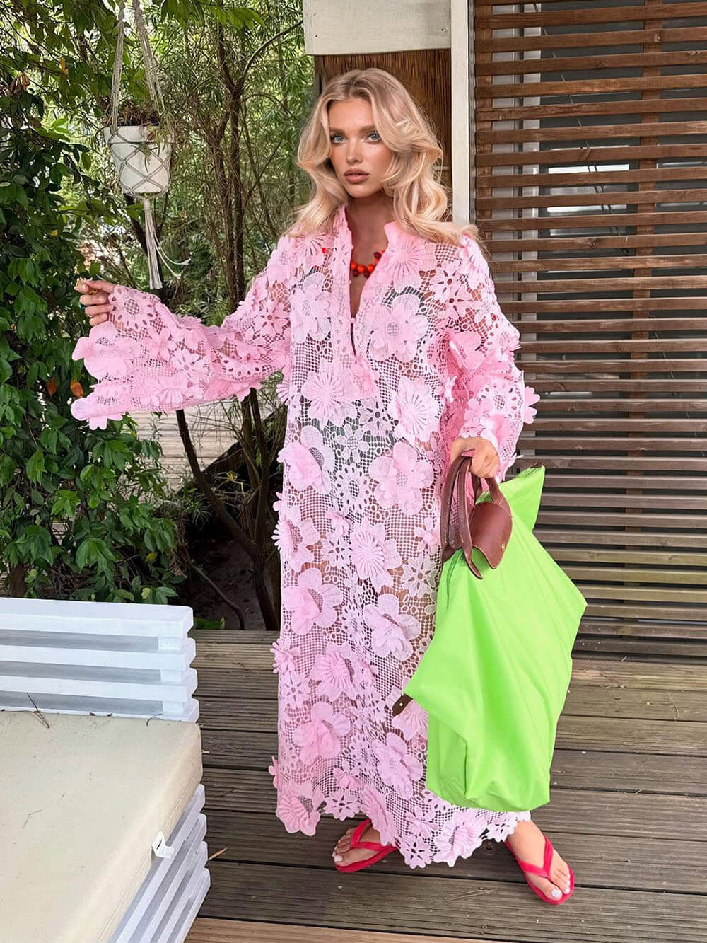 Bohemian Openwork Lace Crochet Maxi Dress