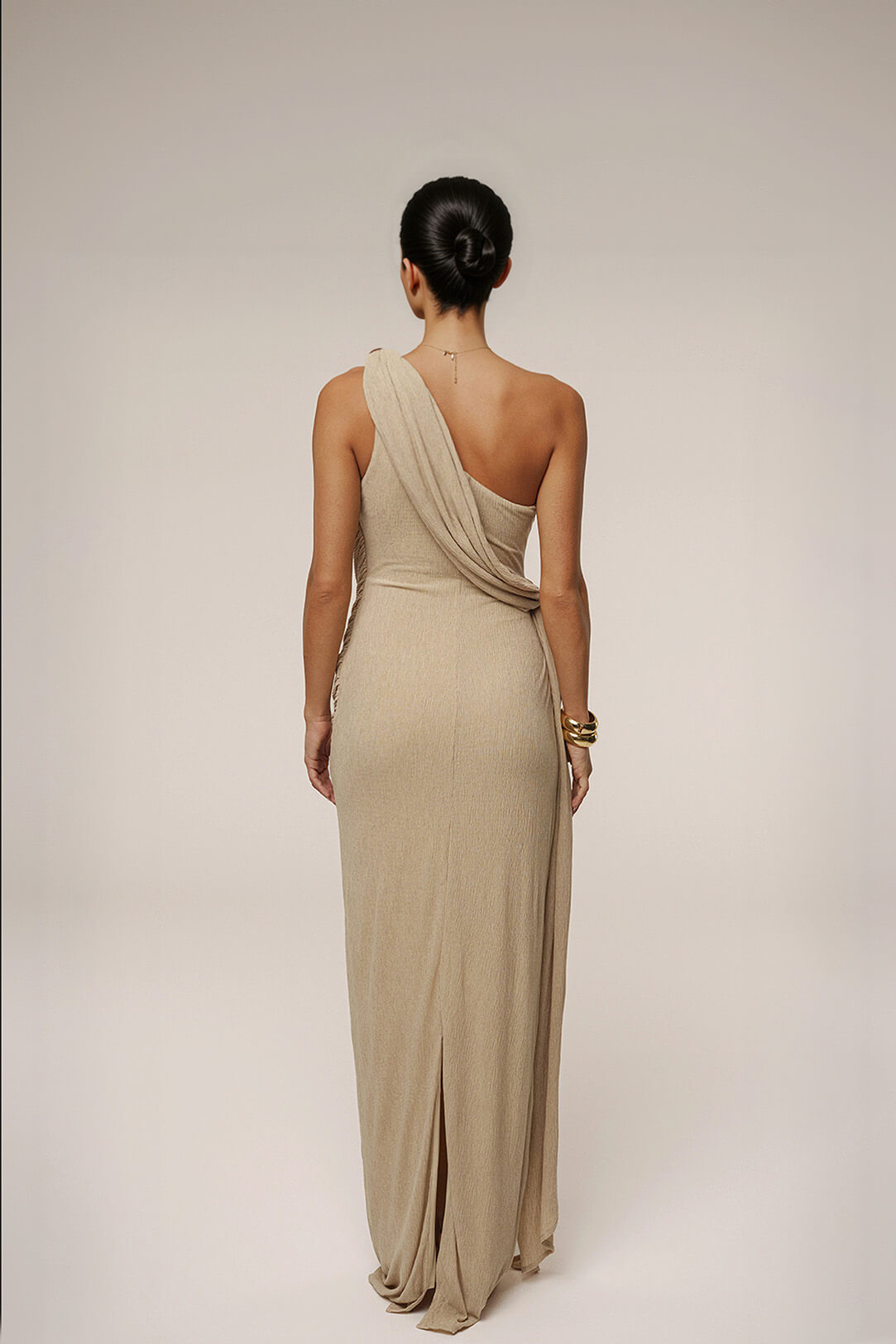 Elegant And Sexy One-Shoulder Ruched Wrap Maxi Dress