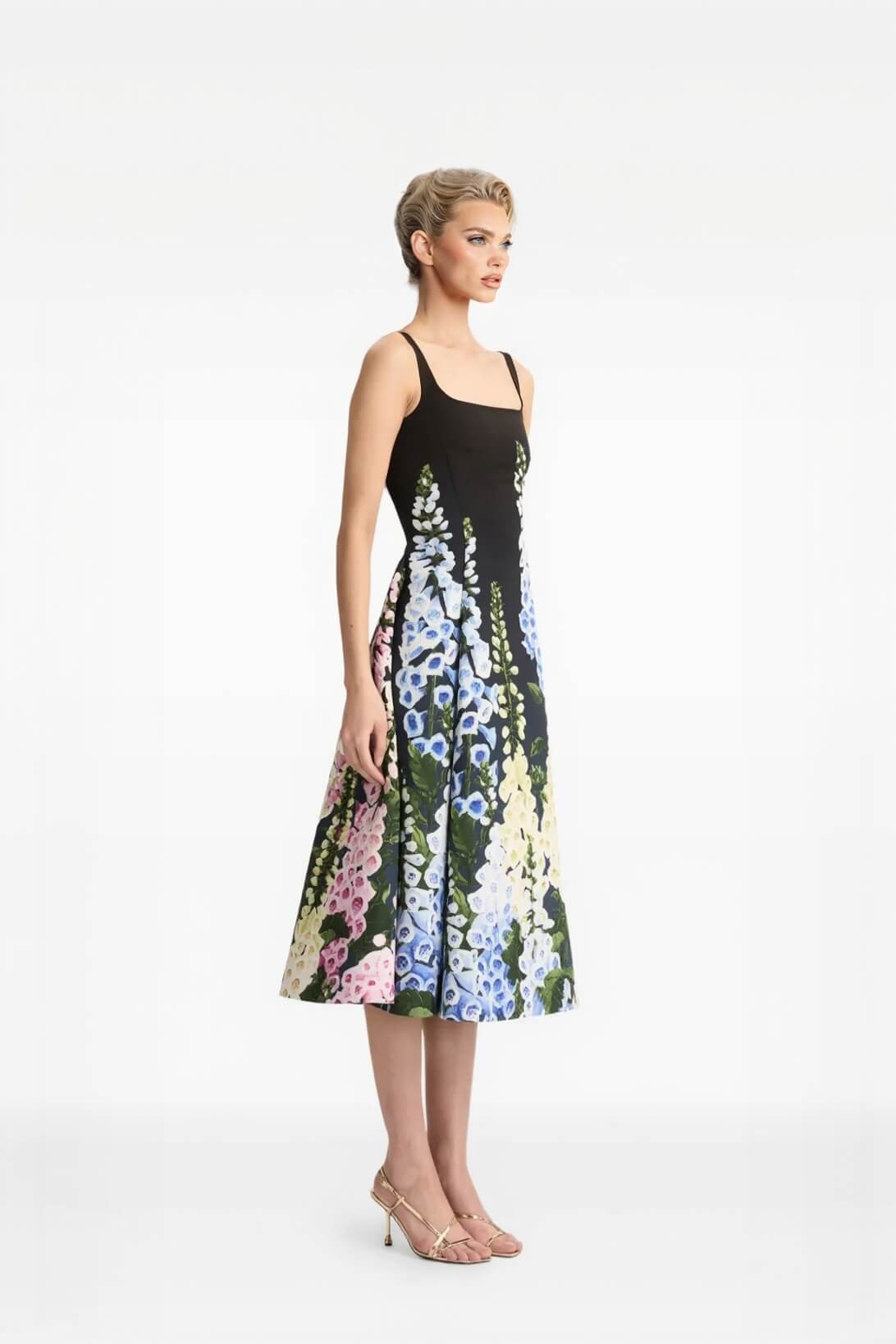 Exquisite Floral Print A-line Midi Dress