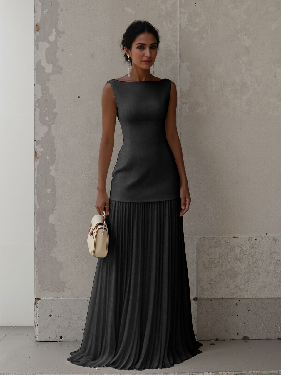 Exquisite Pleated Elastic Waist Skirt