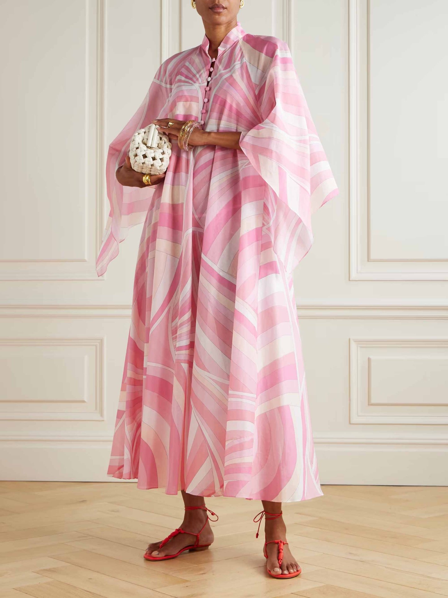 Exquisite Abstract Swirl Print Robe Maxi Dress