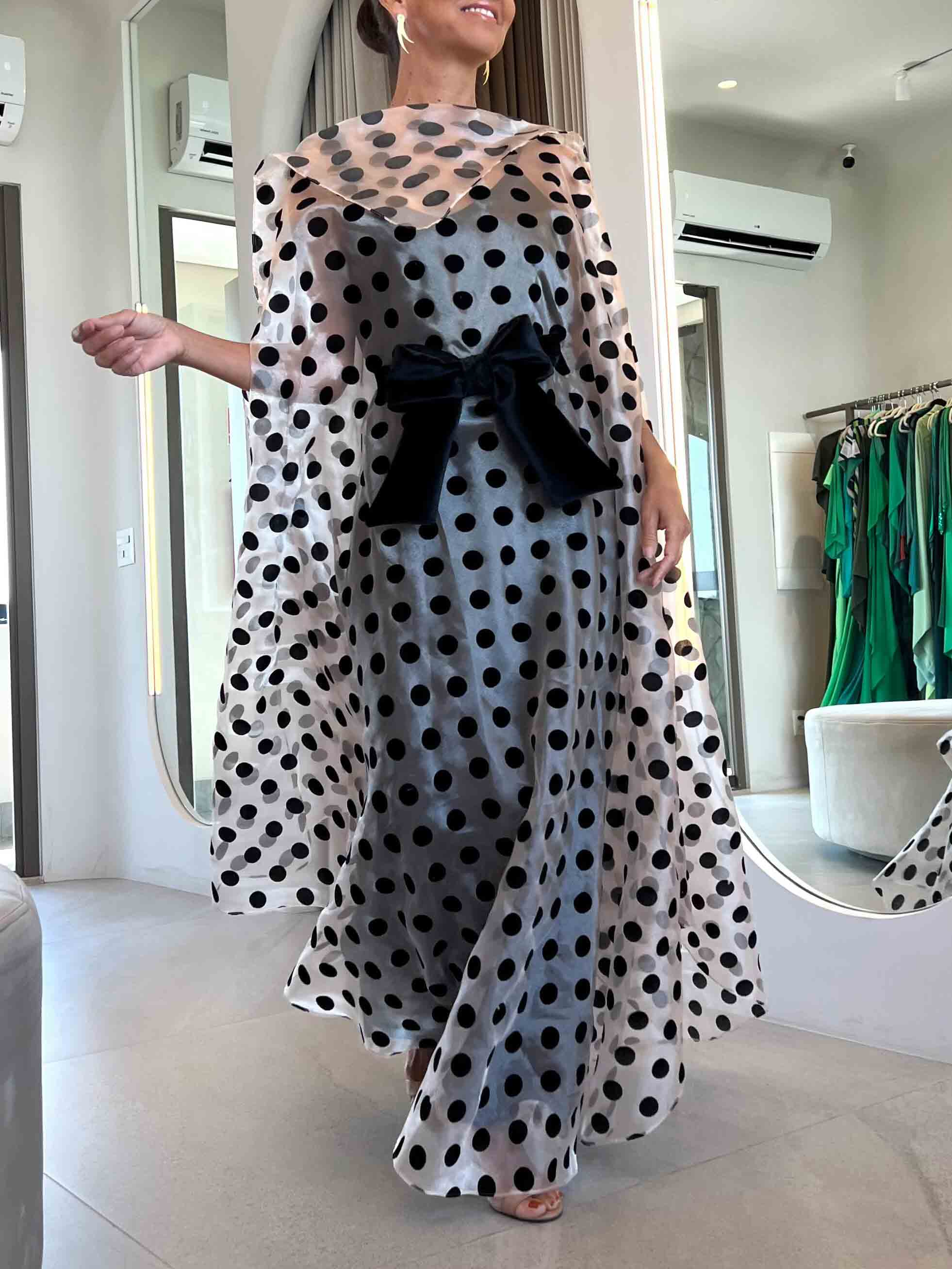 Elegant Polka Dot Print Maxi Dress