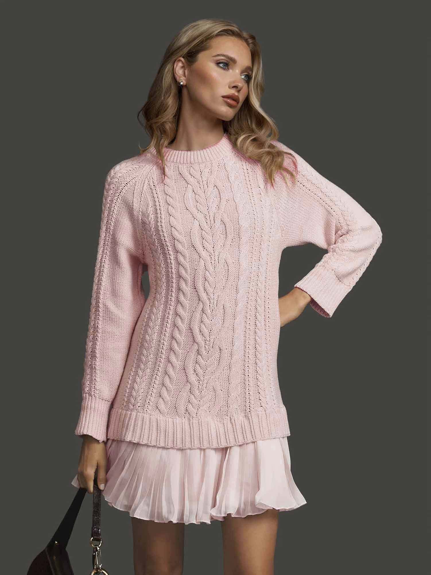 Casual Twist Sweater Mini Dress