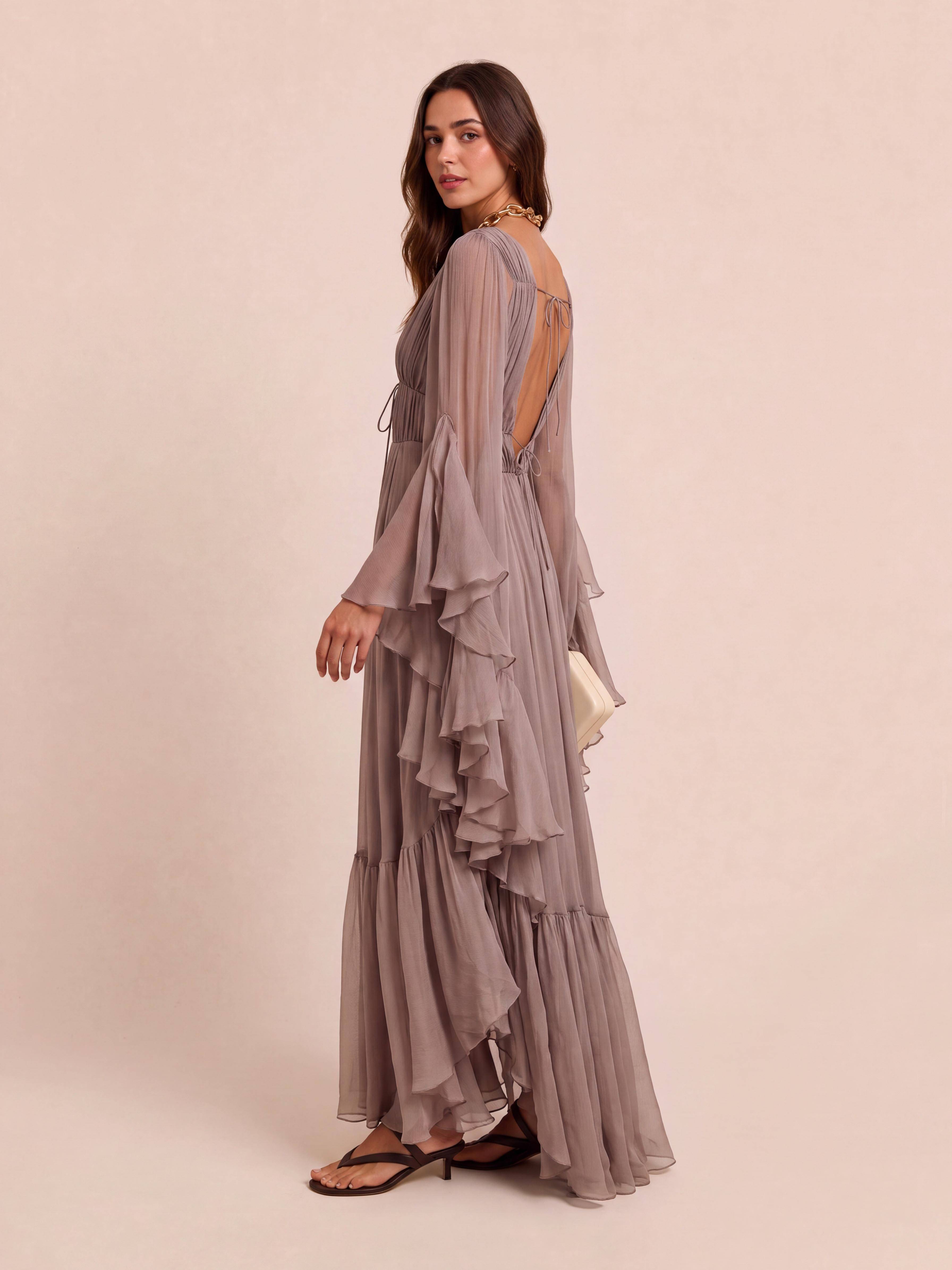 Elegant Chiffon Bohemian Holiday Dress
