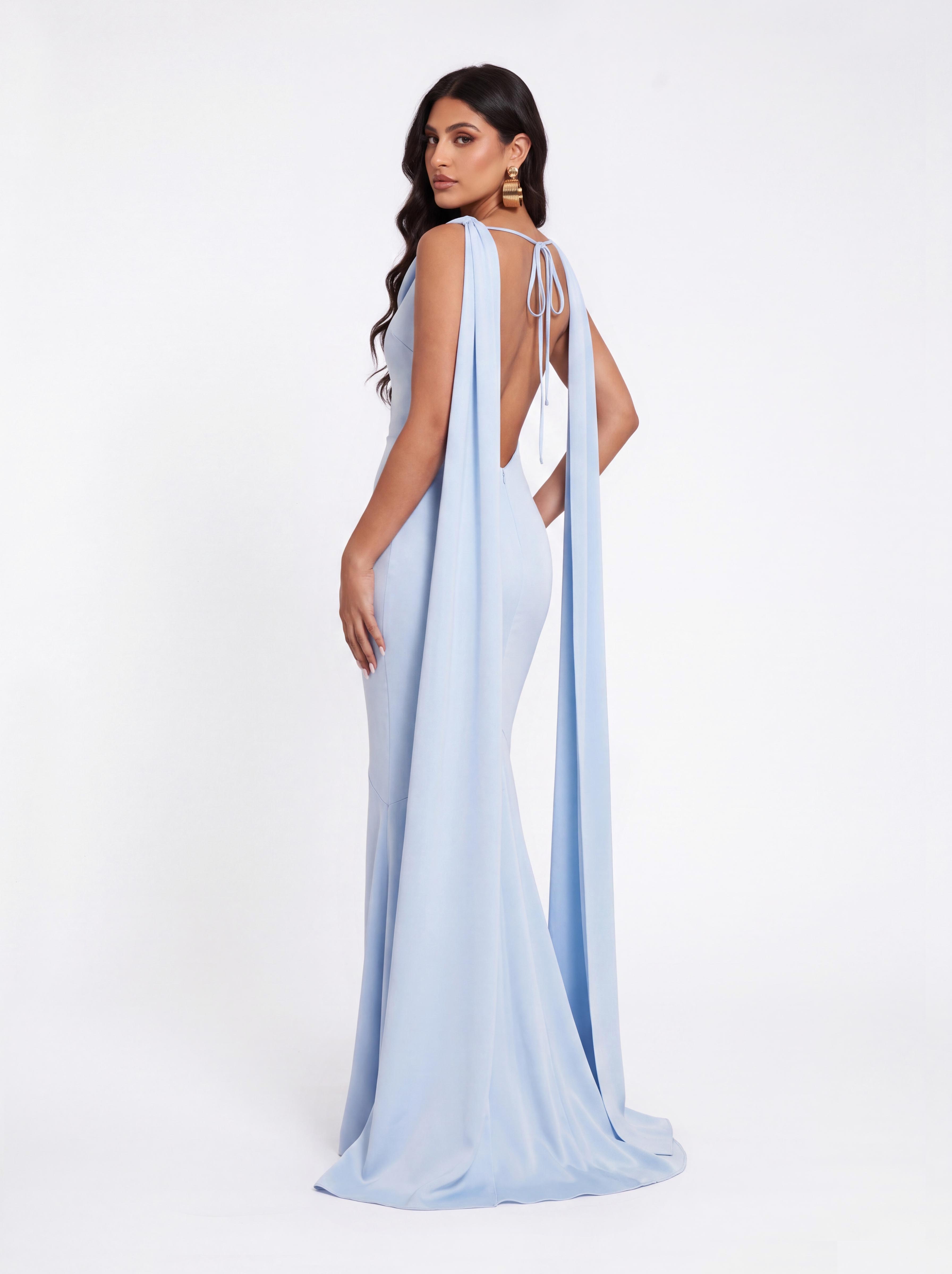 Dick Collar Open-Shoulder-Strap Fishtail Long Gown