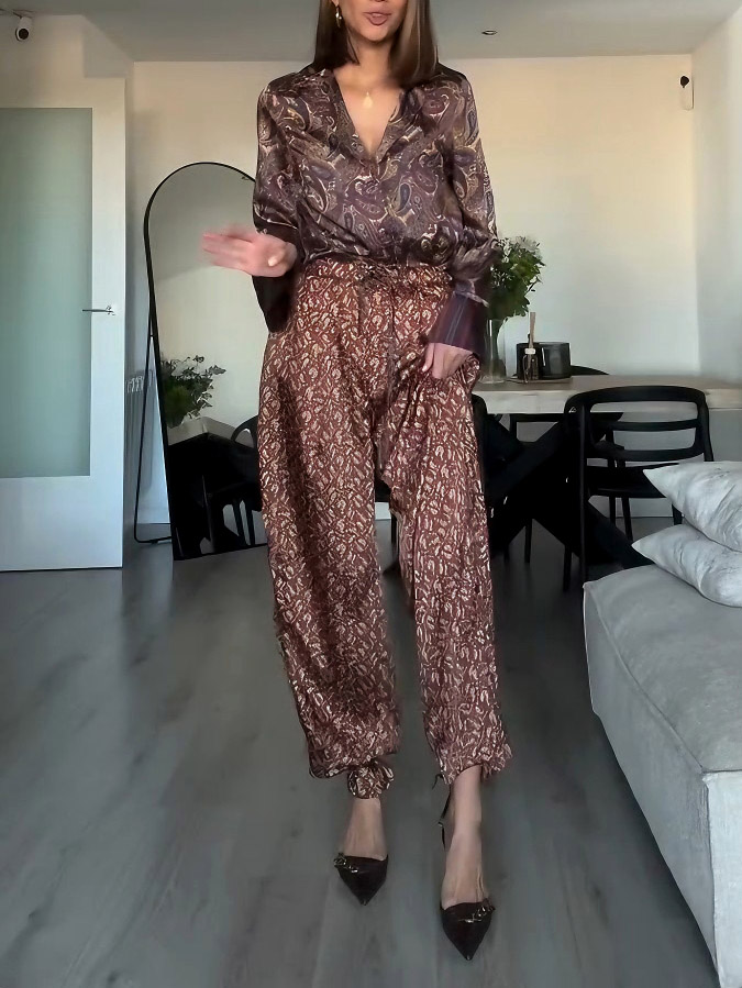 Retro Paisley Print Pants