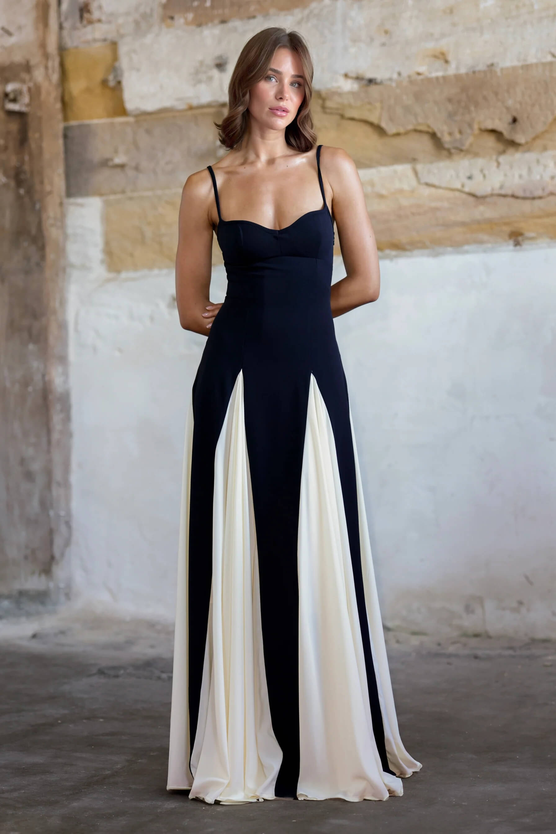 Elegance Panelled Tulle A-line Slip Maxi Dress