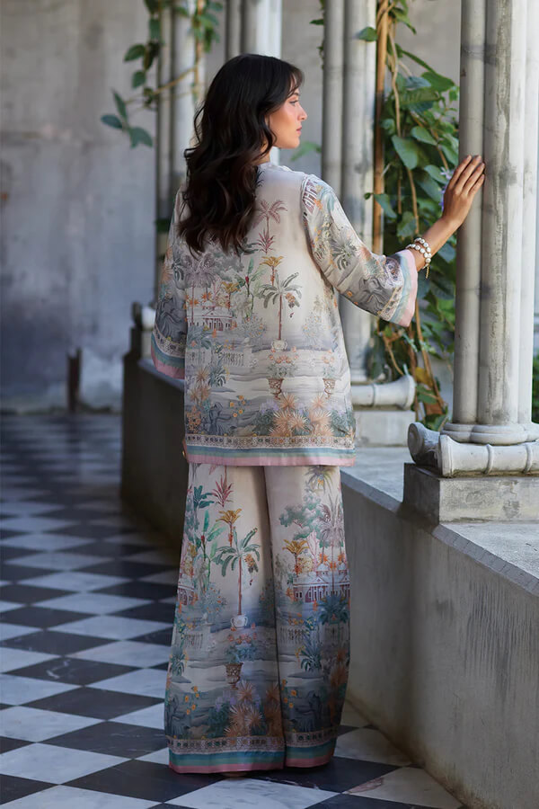 Playful Elegance Digital Print Loose Elastic Waist Wide Leg Pants