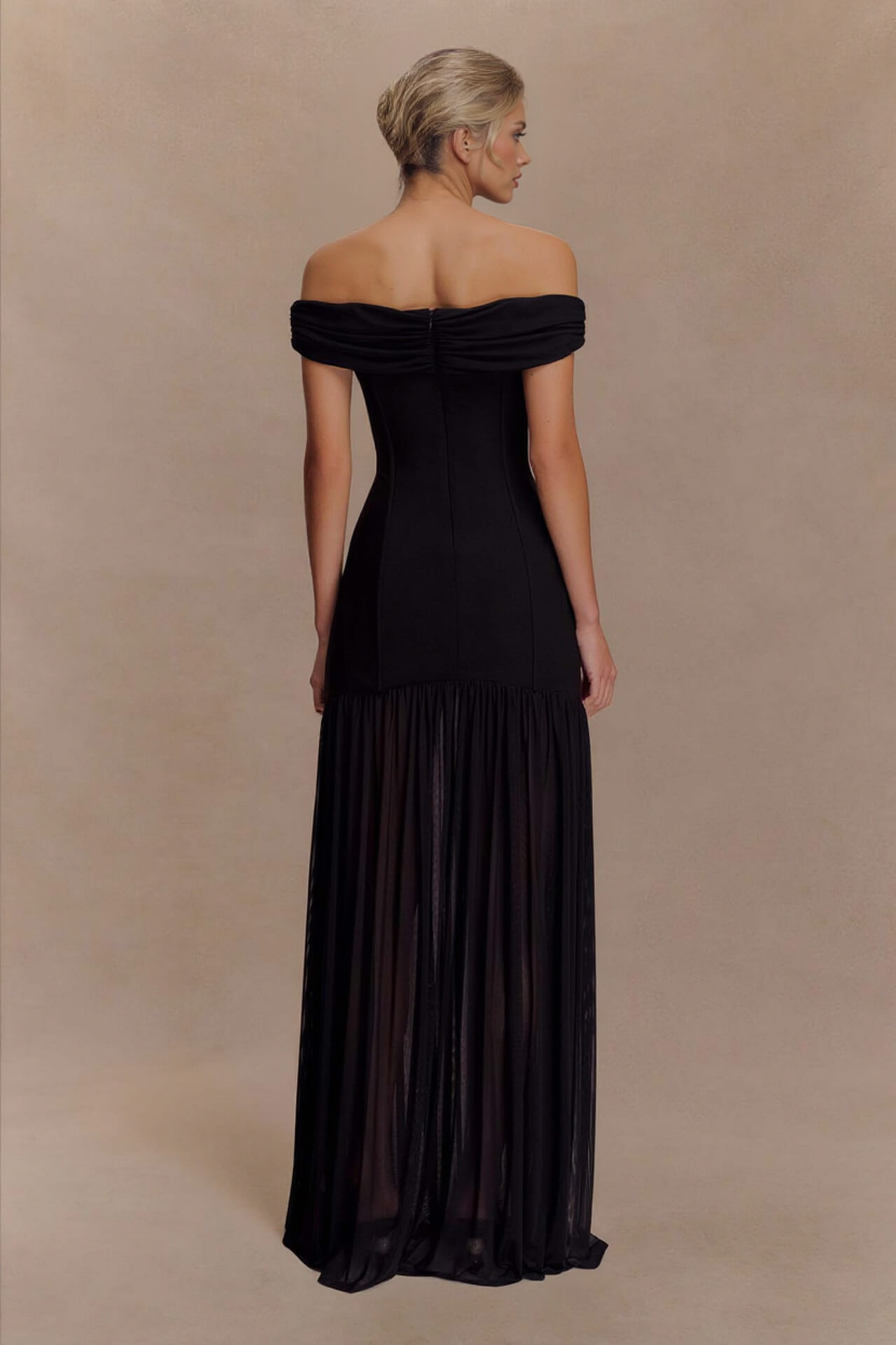 Elegant Floral-Embellished Strapless Bodycon Maxi Dress