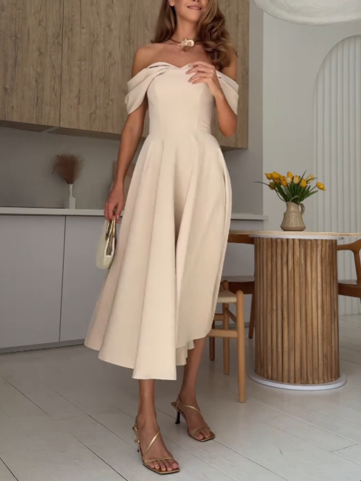 Elegant Off-the-shoulder Draped Maxi Dress