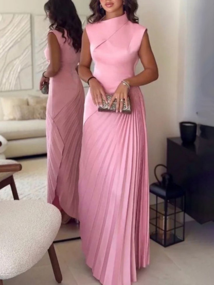 Elegant Sleeveless Pleated Maxi Dress