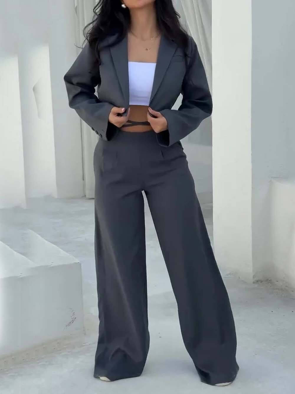 Unique Fashion Collared Cropped Blazer