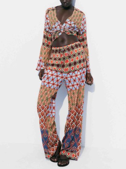 Retro Vitality Folk Style Printed Pants