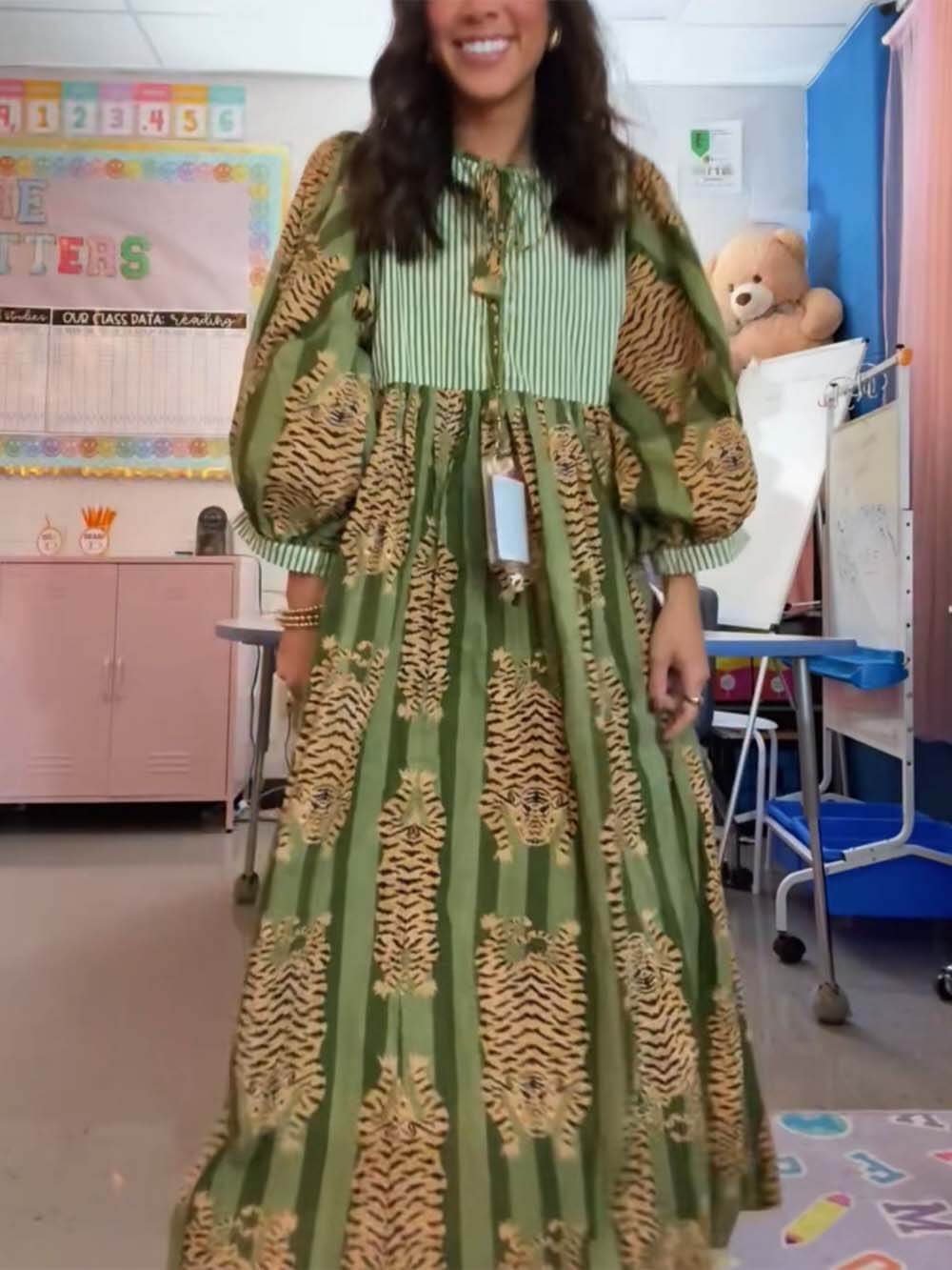 Unique Tiger Print Midi Dress