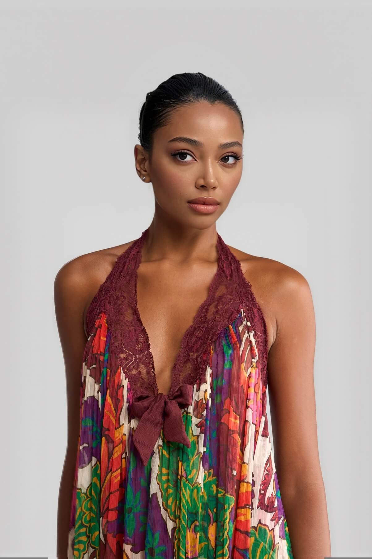 Boho Backless Ruffle Trim Dress