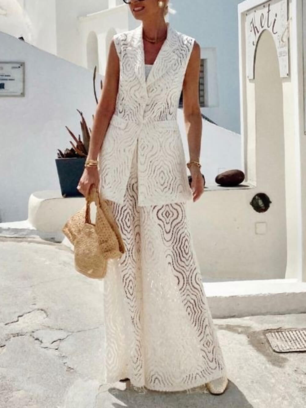 Boho Grace Crochet Lace Flare Pants