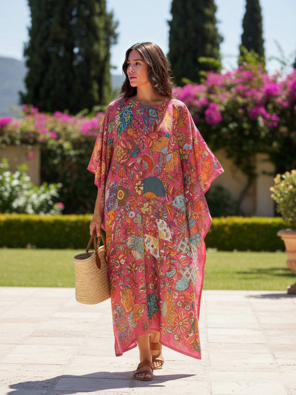 Retro Satin Floral Asymmetrical Vacation Maxi Dress