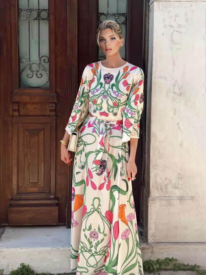 Bohemian Floral Print Loose Maxi Dress