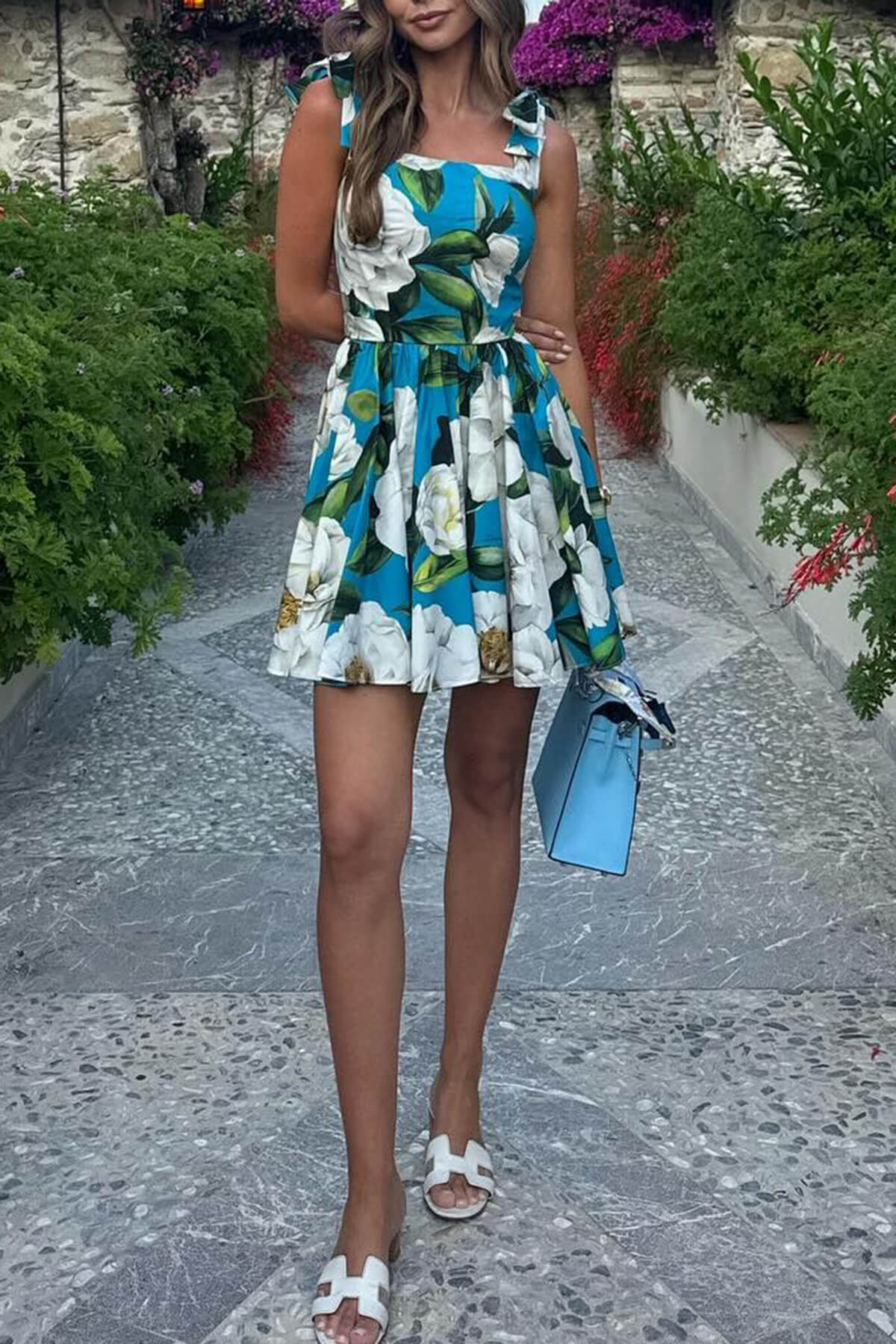 Exquisite Floral Print Corset Mini Dress