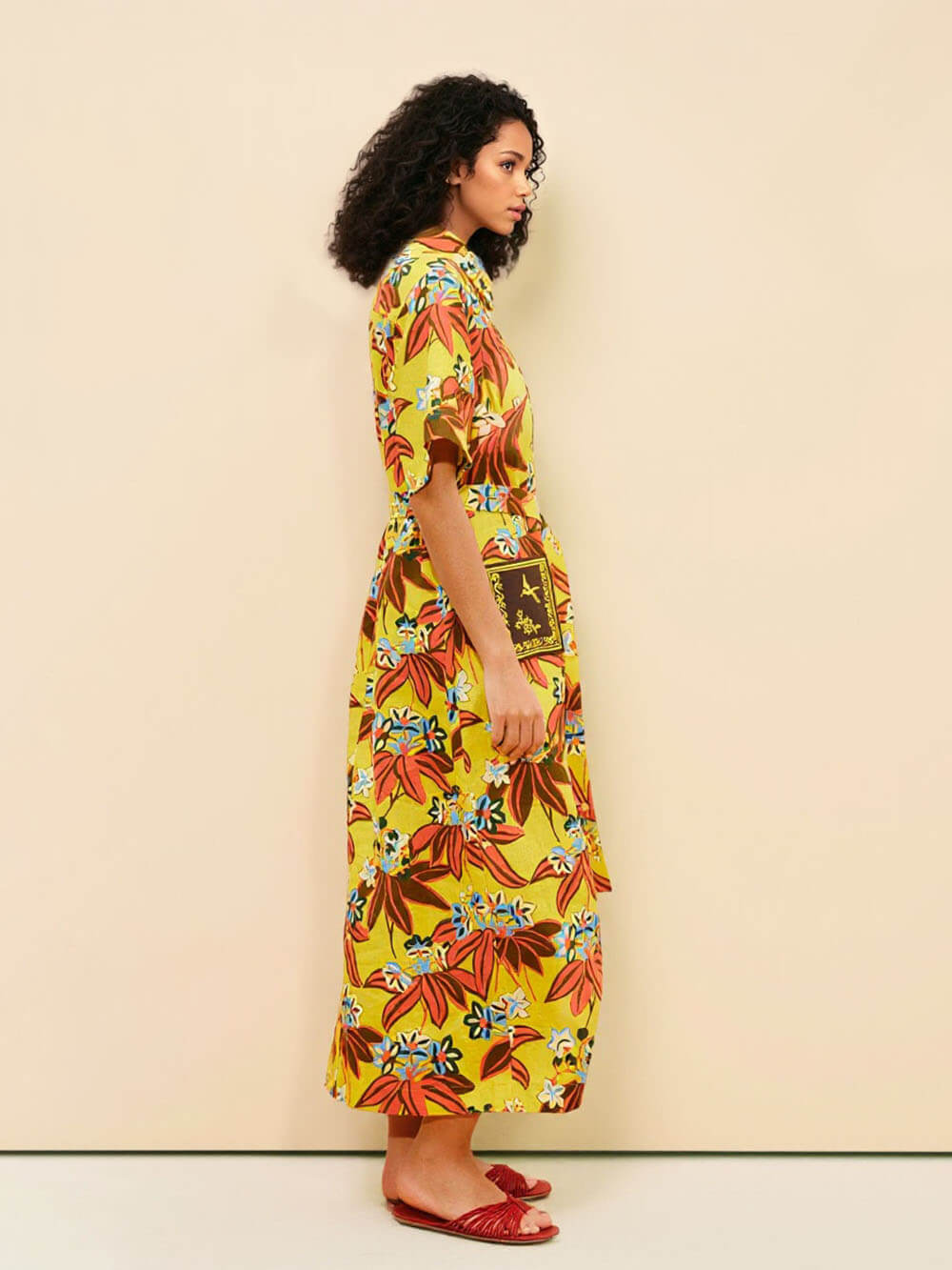 Unique Floral Print Midi Shirtdress