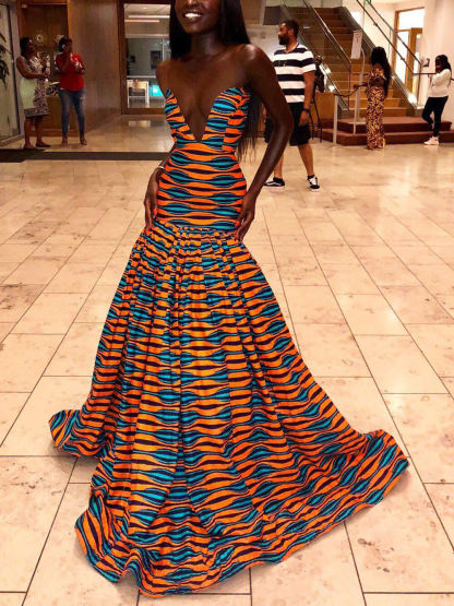 Sexy Bohemian Peacock Print Off-Shoulder Maxi Dress