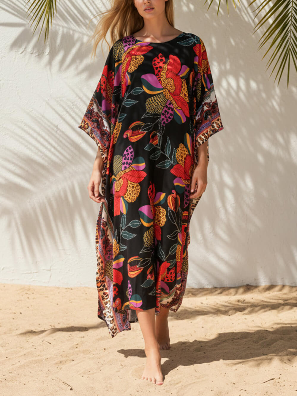 Boho Print Kimono Maxi Dress
