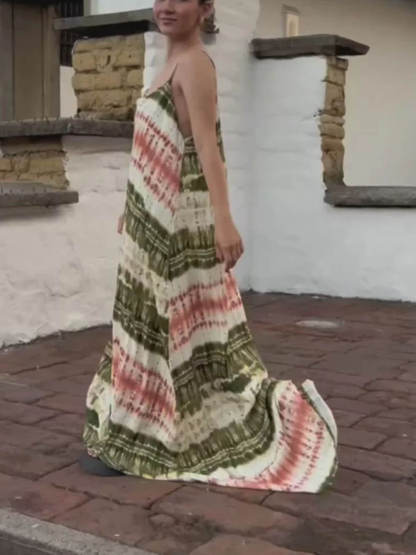 Casual Tie-Dye Print Sleeveless Maxi Dress