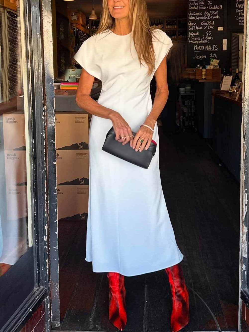 Elegant Drop-Shoulder Slim Maxi Dress