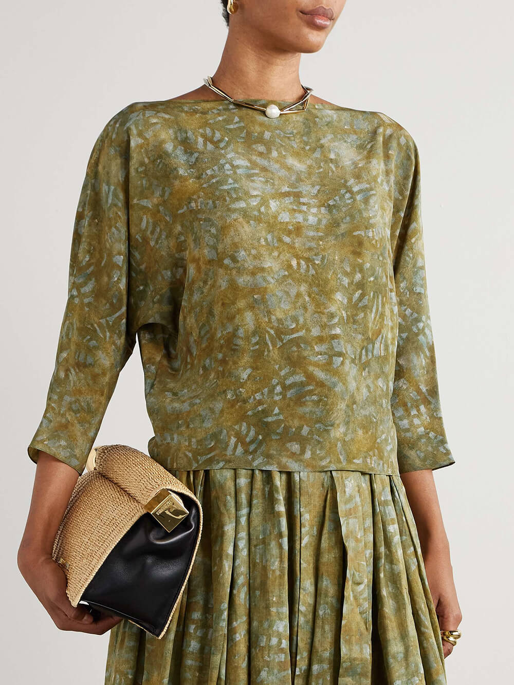 Unique Print Crepe With Drop Shoulders Top