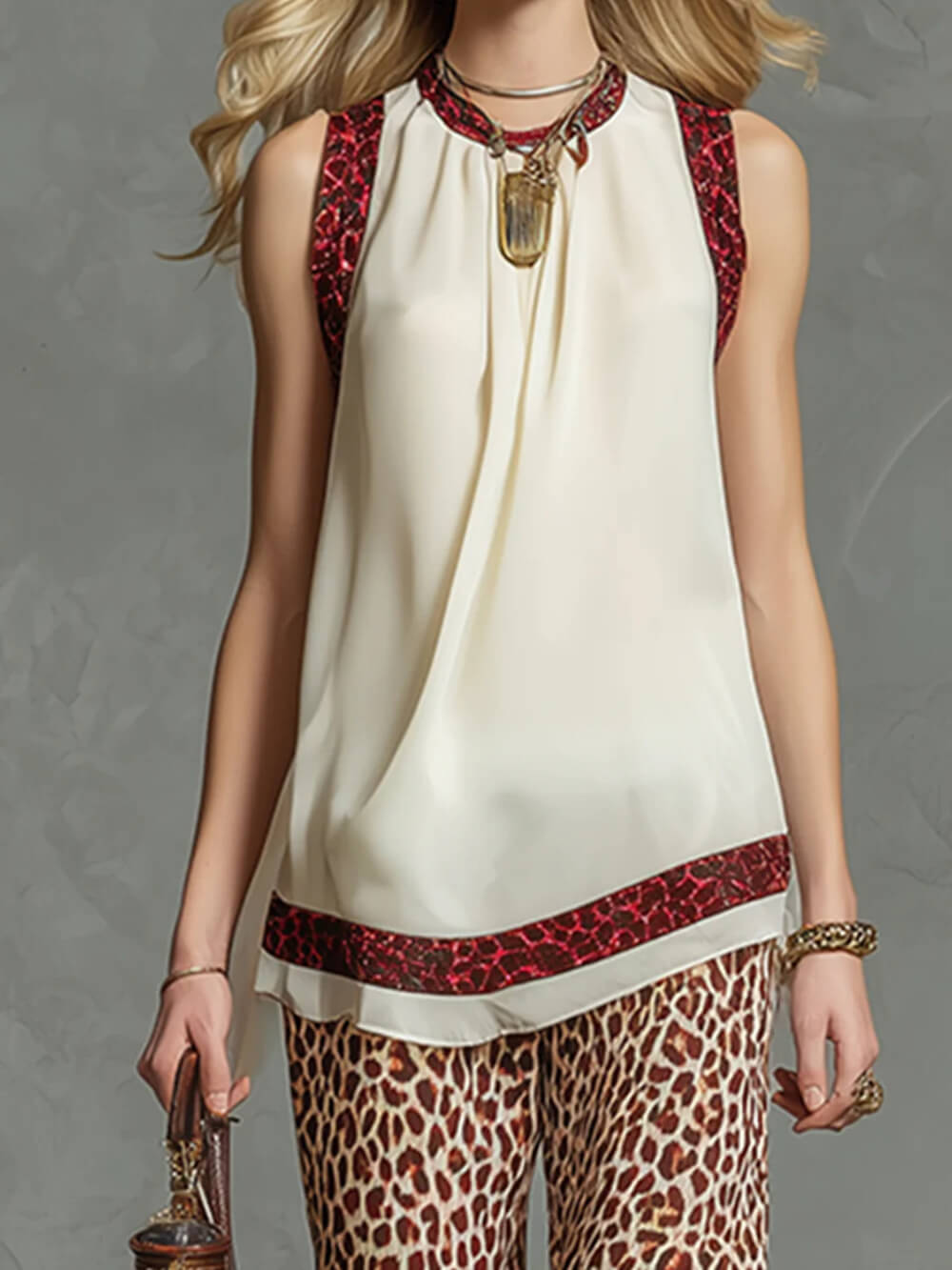 Fashion Leopard Print Chiffon Top