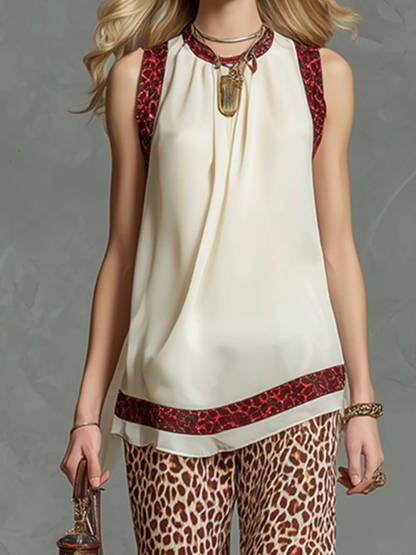 Fashion Leopard Print Chiffon Top