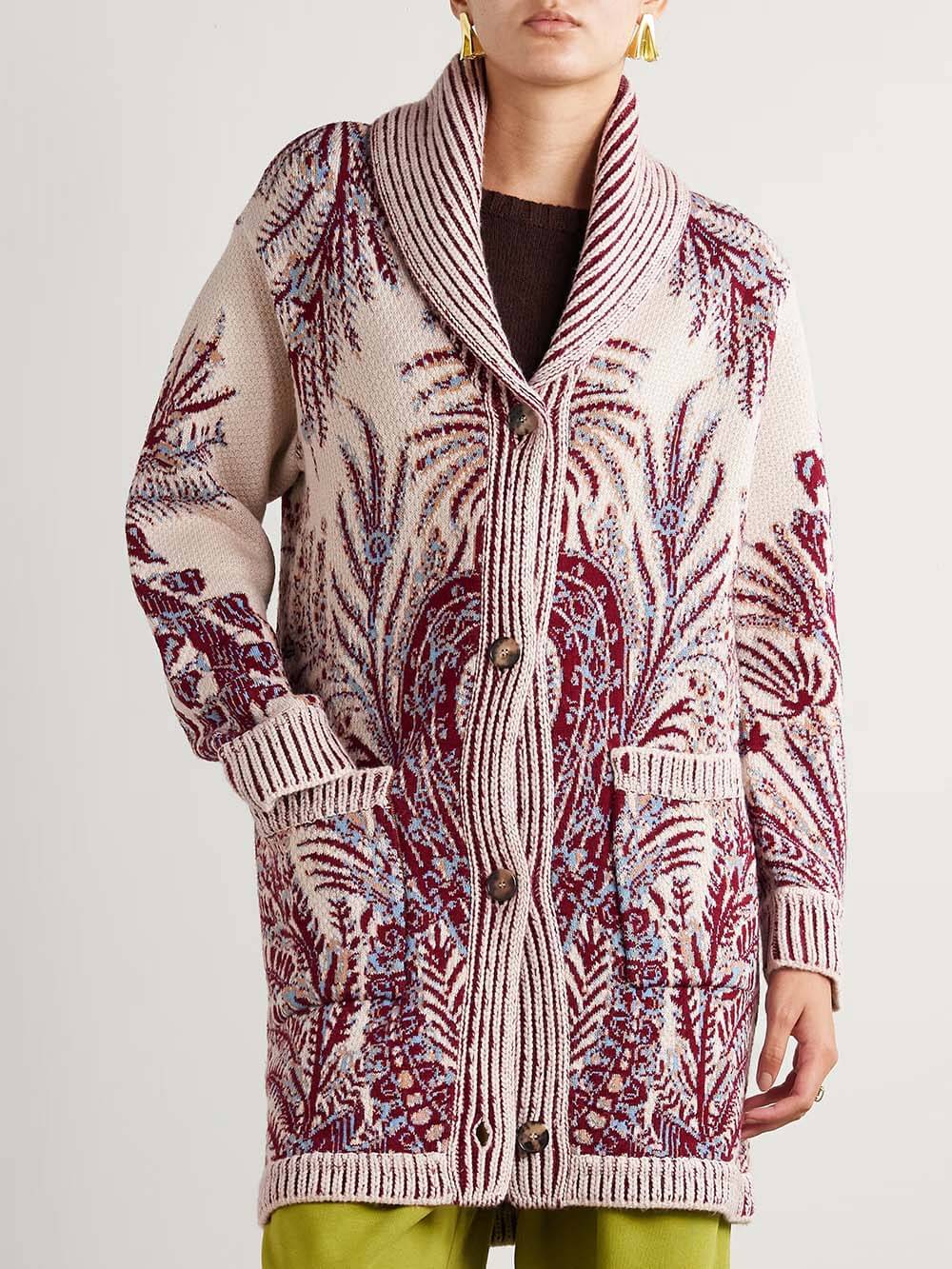Exquisite Oversized Knit Jacquard Cardigan