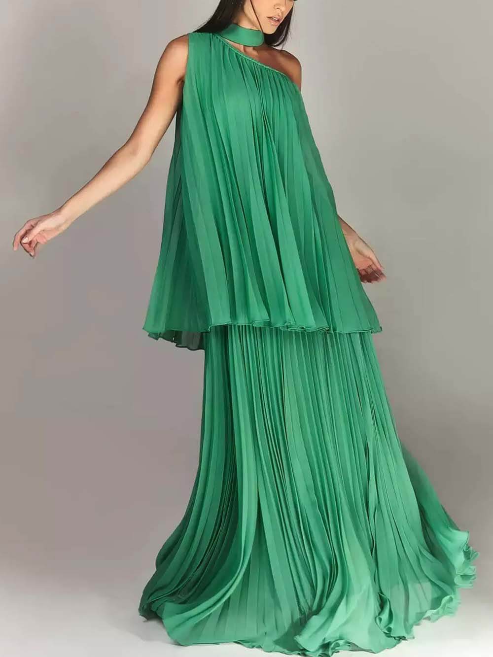 Elegant Ruched Off-Shoulder Layered Party Maxi Dress